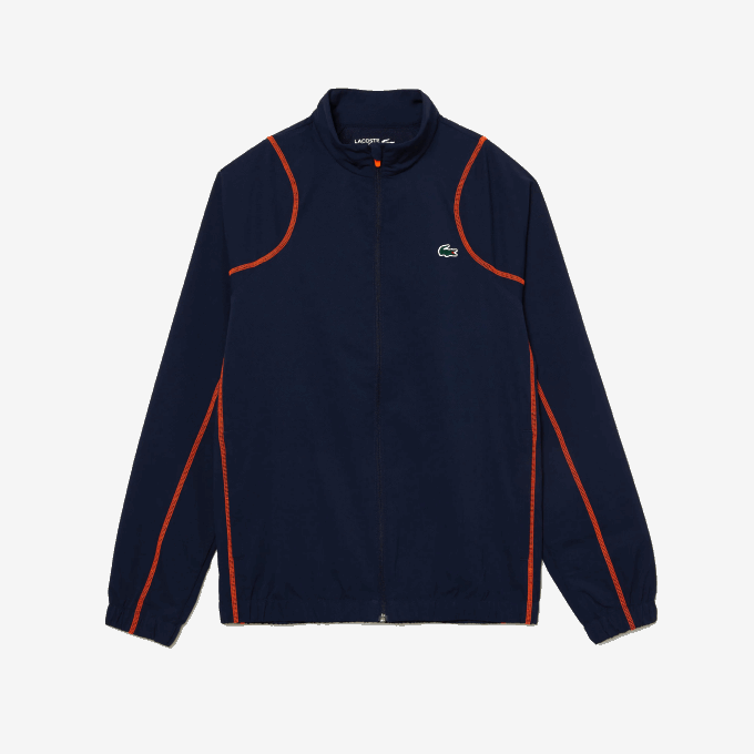 Men Lacoste V0ZN29 Navy Blue Orange XIG Tennis High Neck Jogger Set - Image 2