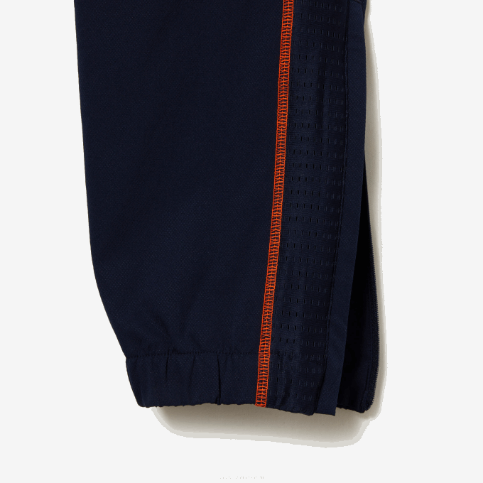 Men Lacoste V0ZN29 Navy Blue Orange XIG Tennis High Neck Jogger Set - Image 4