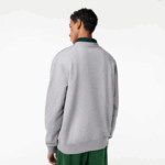 Men Lacoste V0ZN301 Grey Chine CCA Round Neck Unbrushed Fleece Sweatshirt - Image 3