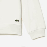 Men Lacoste V0ZN302 White 70V Round Neck Unbrushed Fleece Sweatshirt - Image 2