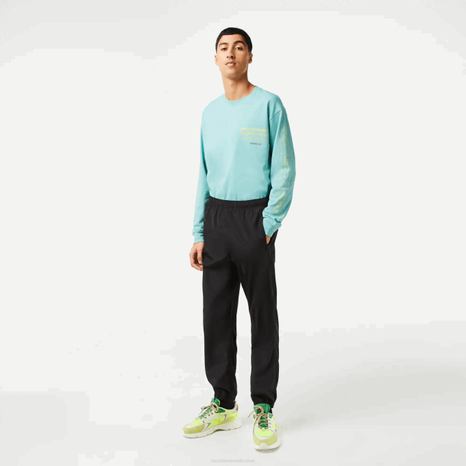 Men Lacoste V0ZN304 Black 031 Track Pants with GPS Coordinates - Image 1