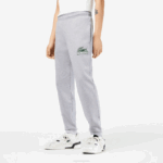 Men Lacoste V0ZN308 Grey Chine CCA Unbrushed Fleece Track Pants - Image 2