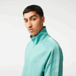 Men Lacoste V0ZN30 Green 3A4 Regular Fit Zipped Pique Sweatshirt - Image 2