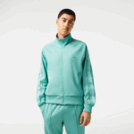 Men Lacoste V0ZN30 Green 3A4 Regular Fit Zipped Pique Sweatshirt