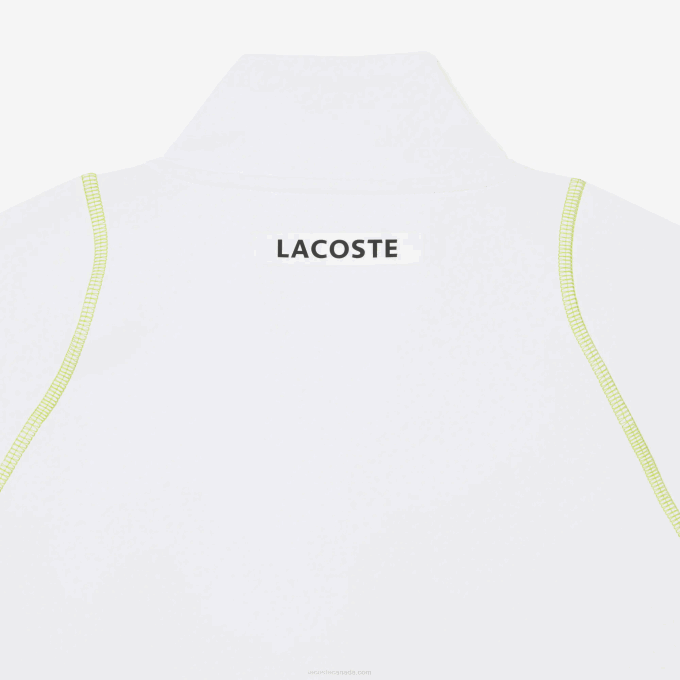 Men Lacoste V0ZN311 White Yellow WUI Tennis x Daniil Medvedev Zipped Sweatshirt - Image 4
