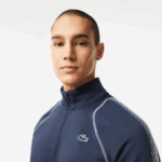 Men Lacoste V0ZN312 Blue White C9C Tennis x Daniil Medvedev Zipped Sweatshirt - Image 2