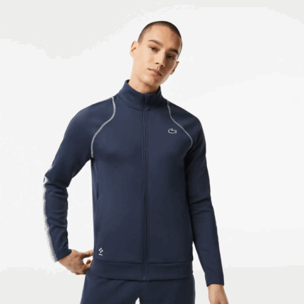 Men Lacoste V0ZN312 Blue White C9C Tennis x Daniil Medvedev Zipped Sweatshirt