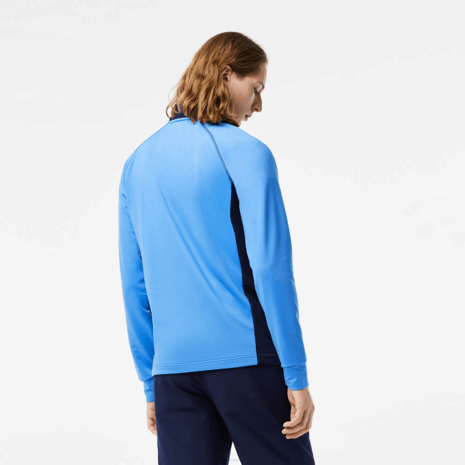 Men Lacoste V0ZN314 Navy Blue YD2 Golf Sweatshirt with Inset Crew Neck - Image 3
