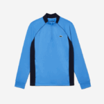 Men Lacoste V0ZN314 Navy Blue YD2 Golf Sweatshirt with Inset Crew Neck - Image 4