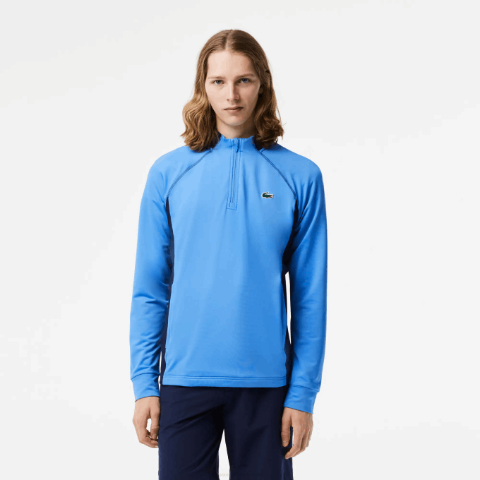 Men Lacoste V0ZN314 Navy Blue YD2 Golf Sweatshirt with Inset Crew Neck - Image 1