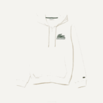 Men Lacoste V0ZN319 White 70V Unbrushed Fleece Zipped Hoodie - Image 4