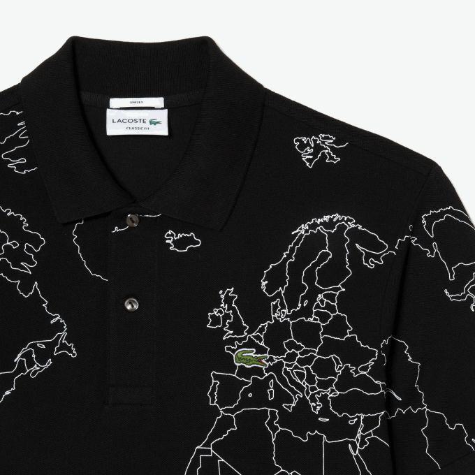 Men Lacoste V0ZN31 Black 031 Original L.12.12 Printed Organic Cotton Polo - Image 3