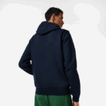 Men Lacoste V0ZN320 Navy Blue 166 Unbrushed Fleece Zipped Hoodie - Image 2