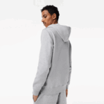 Men Lacoste V0ZN322 Grey Chine CCA Unbrushed Fleece Zipped Hoodie - Image 2