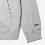Men Lacoste V0ZN322 Grey Chine CCA Unbrushed Fleece Zipped Hoodie - Image 4