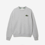 Men Lacoste V0ZN323 Grey Chine CCA Loose Fit Crocodile Badge Sweatshirt - Image 4