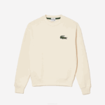 Men Lacoste V0ZN324 White XFJ Loose Fit Crocodile Badge Sweatshirt - Image 4