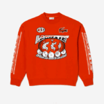 Men Lacoste V0ZN327 Orange 02K Cotton Fleece Loose Fit Sweatshirt - Image 4