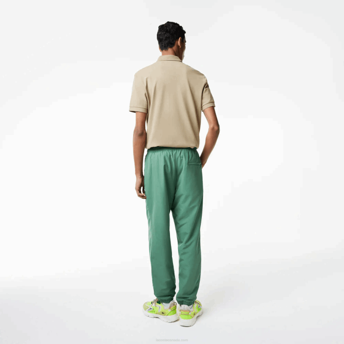 Men Lacoste V0ZN331 Khaki Green KX5 Regular Fit Water-Repellent Trackpants - Image 3