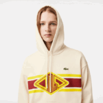 Men Lacoste V0ZN334 White XFJ Loose Fit Printed Hoodie - Image 2