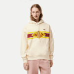 Men Lacoste V0ZN334 White XFJ Loose Fit Printed Hoodie