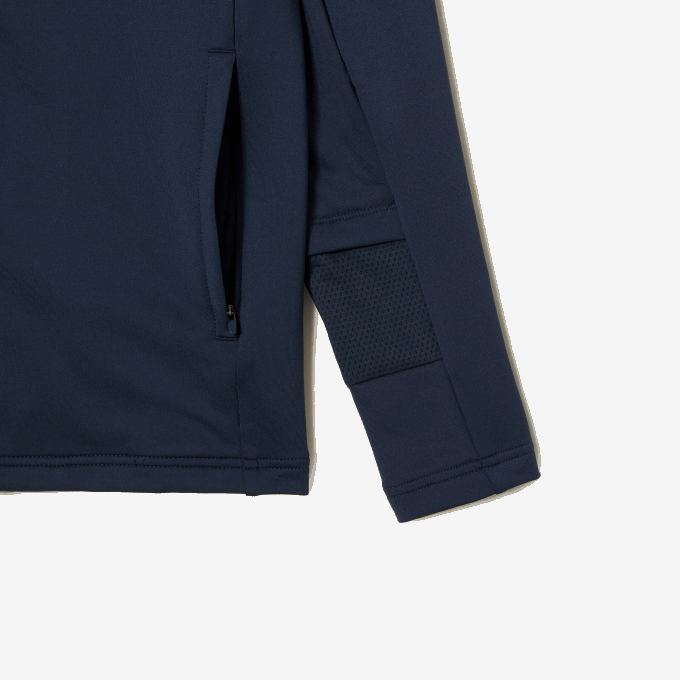 Men Lacoste V0ZN335 Blue XIE SPORT Zipped High-Neck Hooded Sweatshirt - Image 5