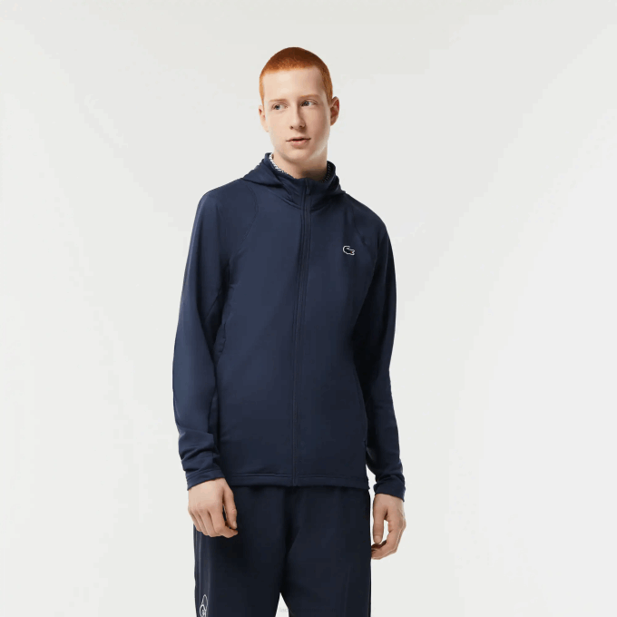 men_lacoste_v0zn335_blue_xie_sport_zipped_high_neck_hooded_sweatshirt.png Men Lacoste V0ZN335 Blue XIE SPORT Zipped High-Neck Hooded Sweatshirt - Image 1