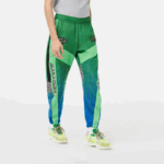 Men Lacoste V0ZN338 Green Blue CHY Ombre Checkerboard Print Track Pants - Image 2