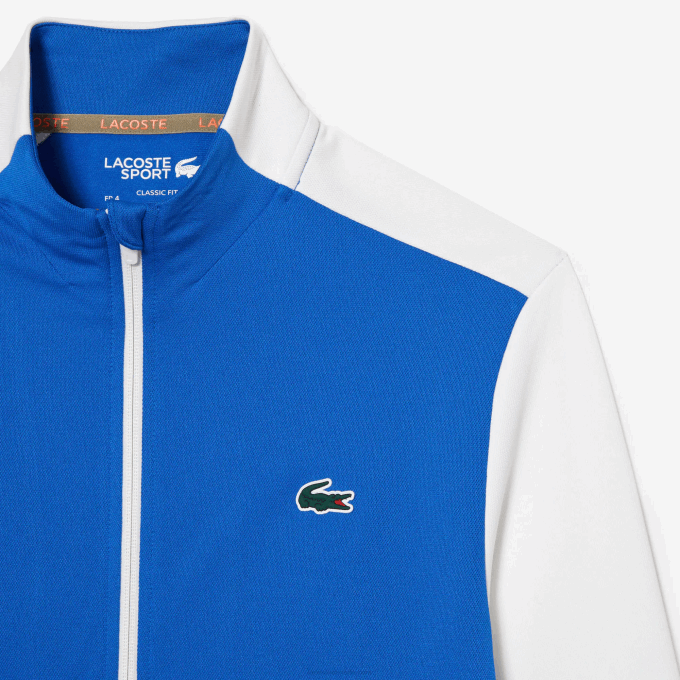 Men Lacoste V0ZN339 Blue White Blue AG1 Tennis Zipped Ripstop Sweatshirt - Image 3