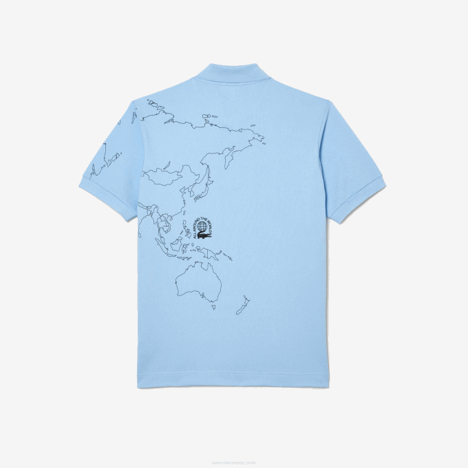 Men Lacoste V0ZN33 Blue HBP Original L.12.12 Printed Organic Cotton Polo - Image 2