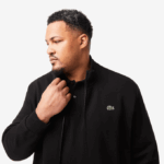 Men Lacoste V0ZN340 Black 031 Regular Fit Zipped Cotton Fleece Sweatshirt - Plus Size - Big - Image 2