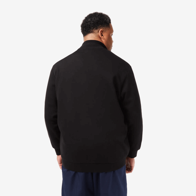 Men Lacoste V0ZN340 Black 031 Regular Fit Zipped Cotton Fleece Sweatshirt - Plus Size - Big - Image 3