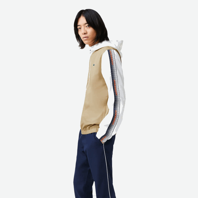 Men Lacoste V0ZN342 Beige Navy Blue White 8X2 Tennis Regular Fit Jogger Set - Image 2