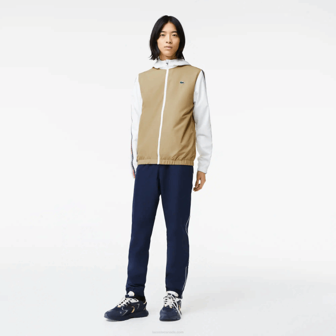Men Lacoste V0ZN342 Beige Navy Blue White 8X2 Tennis Regular Fit Jogger Set - Image 1