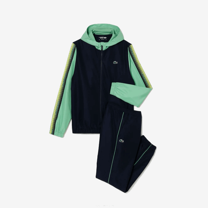 Men Lacoste V0ZN343 Navy Blue Green WTI Tennis Regular Fit Jogger Set - Image 6