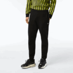 Men Lacoste V0ZN347 Black 031 Tapered Fit Fleece Trackpants - Image 2