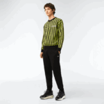Men Lacoste V0ZN347 Black 031 Tapered Fit Fleece Trackpants