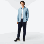 Men Lacoste V0ZN348 Navy Blue 166 Tapered Fit Fleece Trackpants
