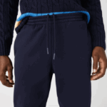 Men Lacoste V0ZN348 Navy Blue 166 Tapered Fit Fleece Trackpants - Image 6