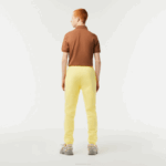 Men Lacoste V0ZN349 Yellow 107 Tapered Fit Fleece Trackpants - Image 3
