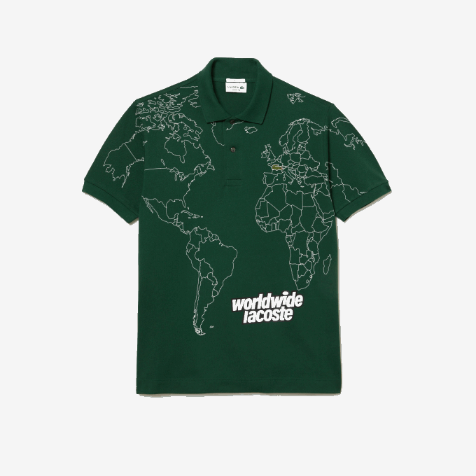 Men Lacoste V0ZN34 Green 132 Original L.12.12 Printed Organic Cotton Polo - Image 1