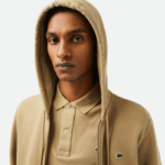 Men Lacoste V0ZN351 Beige CB8 Kangaroo Pocket Fleece Zipped Sweatshirt - Image 2
