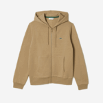 Men Lacoste V0ZN351 Beige CB8 Kangaroo Pocket Fleece Zipped Sweatshirt - Image 4