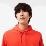 Men Lacoste V0ZN353 Orange 02K Organic Cotton Hooded Sweatshirt - Image 2