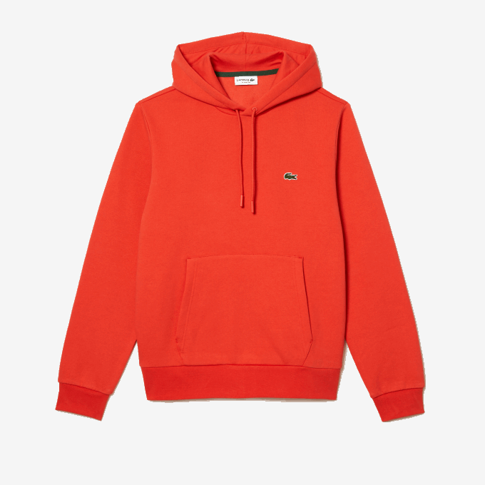 Men Lacoste V0ZN353 Orange 02K Organic Cotton Hooded Sweatshirt - Image 4