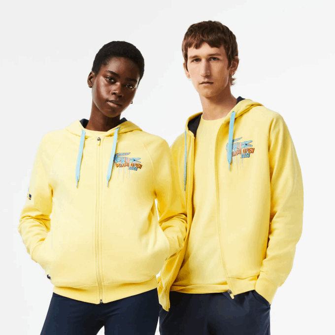 Men Lacoste V0ZN355 Yellow 107 Sport Miami Open Edition Hoodie - Image 1