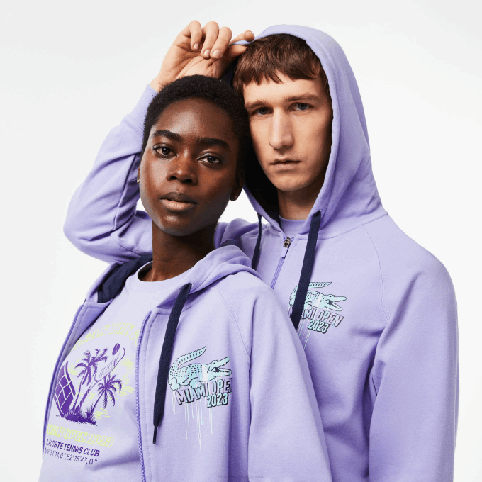 Men Lacoste V0ZN356 Purple 3K0 Sport Miami Open Edition Hoodie - Image 2