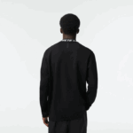 Men Lacoste V0ZN358 Black 031 Logo Collar Sweatshirt - Image 3