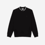 Men Lacoste V0ZN358 Black 031 Logo Collar Sweatshirt - Image 4