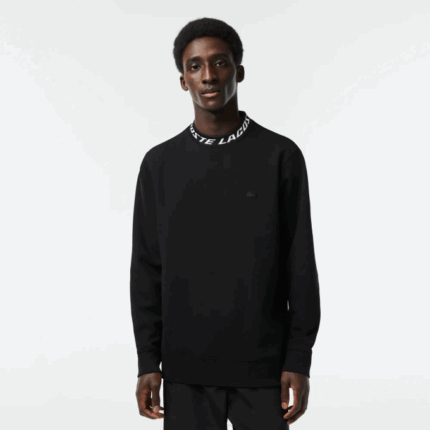 Men Lacoste V0ZN358 Black 031 Logo Collar Sweatshirt